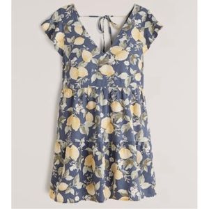 Abercrombie Ruffle Sleeve Trapeze Mini Dress in Light Blue